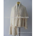 Hand Knitted Natural White Color Mink Fur Shawl